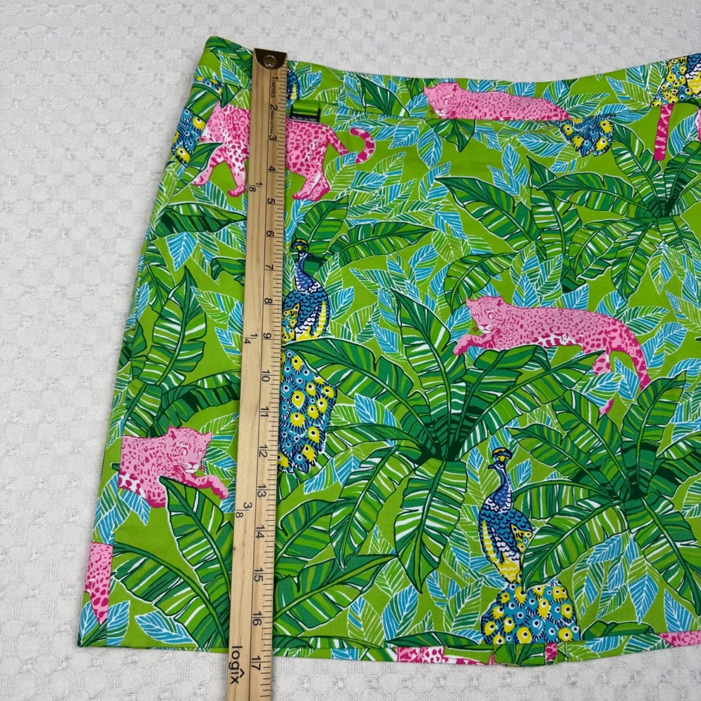 Polo Golf Ralph Lauren Skort Womens 8 Green Pink Tropical Leopard Statement - Picture 7 of 11